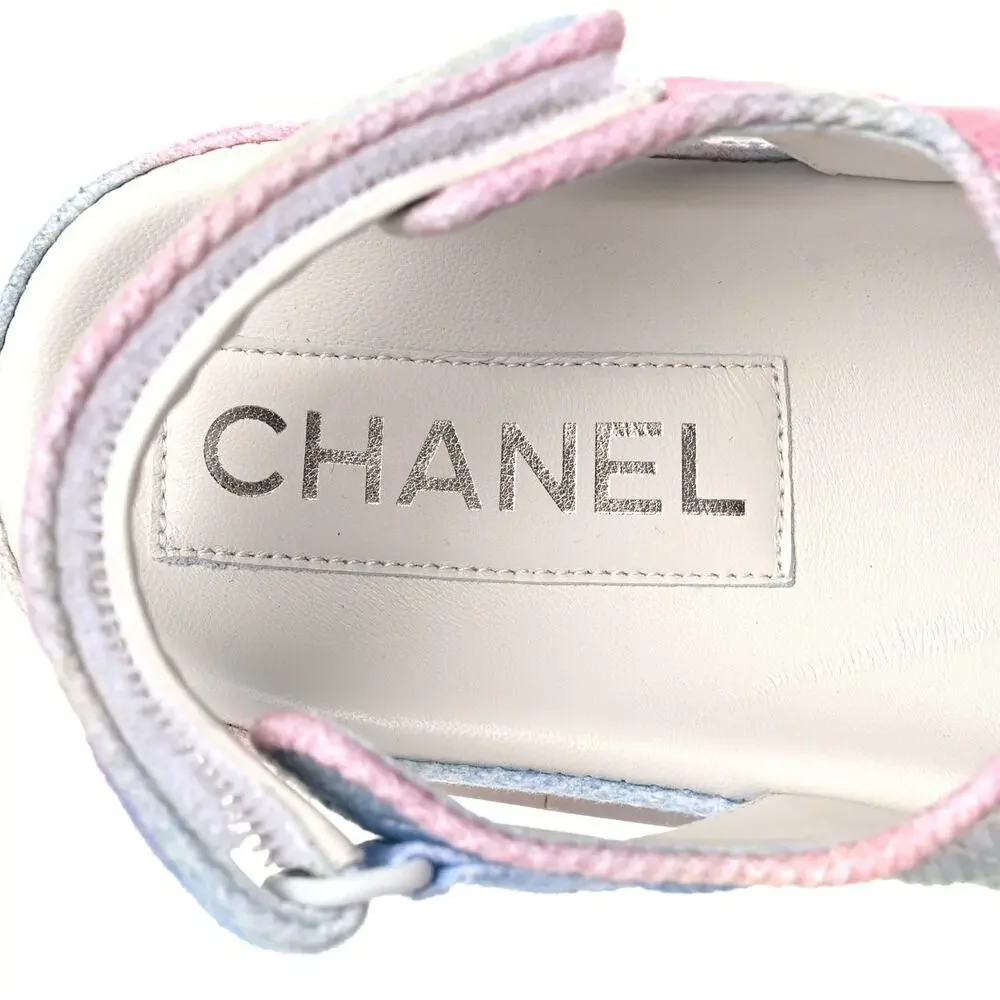 Chanel CC Logo Rainbow Quilted Slingback Dad Sandals Shoes 41.5 NIB